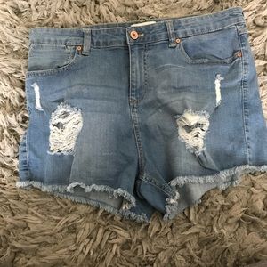 Ripped jean shorts
